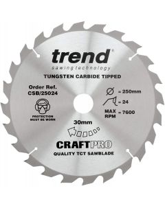*CLEARANCE* CSB/25024 TREND WOOD CIRCULAR SAW BLADE 250MM DIA X 30MM BORE X 24T