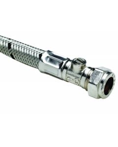 (C) FLEXIBLE TAP CONNECTOR STANDARD BORE W/ ISOLATING VALVE 22MM X 3/4" X 300MM (WRAS APPROVED)