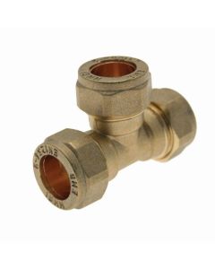 EMBRASS REDUCED BRANCH & END TEE HEAVY PATTERN 22MM X 15MM X 15MM