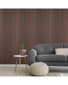 *CLEARANCE* ACOUSTIC SLATT WALL PANEL SMOKED OAK 2400X600MM