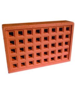 (C) SSABRED2214EA NO.351 SQUARE HOLE AIR BRICK 215 X 140MM RED