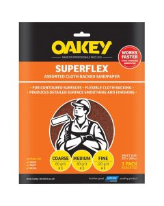 *CLEARANCE* 63642526734 OAKEY ASSORTED SUPERFLEX SANDING SHEETS 230X280MM