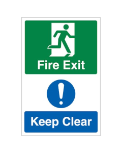 1513 300MM X 200MM "fire exit keep clear" SIGN PVC