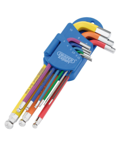 66132 DRAPER EXPERT METRIC HEX. AND BALL END KEY SET, COLOUR CODED (9 PIECE)