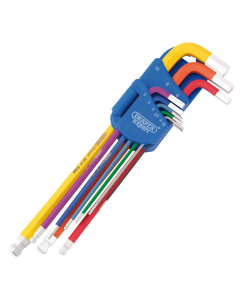 66134 DRAPER EXPERT METRIC EXTRA LONG HEX. AND BALL END KEY SET, COLOUR CODED (9 PIECE)