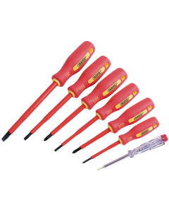 46540 DRAPER FULLY INSULATED SCREWDRIVER SET WITH MAINS TESTER (7 PIECE)