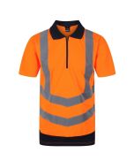 TRS189-5LV REGATTA HI-VIS PRO WICKING POLO SHIRT ORANGE & NAVY XL