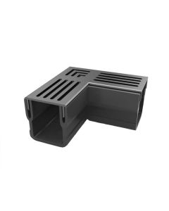 ACO THRESHOLD DRAIN CORNER UNIT ASSEMBLY C/W BLACK ALUMINIUM GRATING