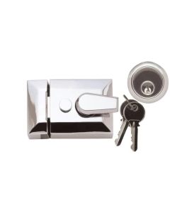 PCP 60MM DEADLOCK CYLINDER NIGHT LATCH POLISHED CHROME - (CLAM PACKED)