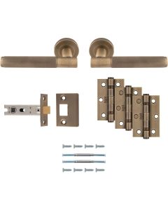 UDP010AB/INTB LAGOS KNURLED LEVER ON ROUND ROSE LATCH PACK ANTIQUE BRASS