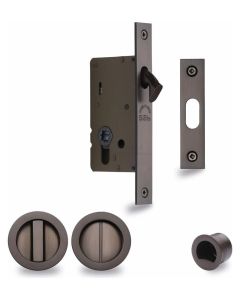 ALEXANDER & WILKS SLIDING DOOR LOCK SET - RADIUS BLACK