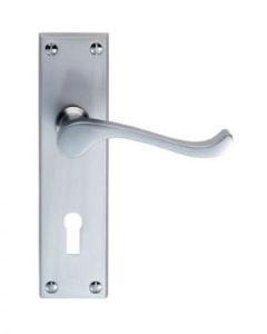 CBS54SC VICTORIAN LEVER LOCK ON BACKPLATE SATIN CHROME