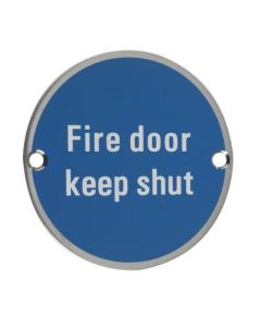 J32323 ECLIPSE CIRCULAR DISC SIGN 75MM SSS FIRE DOOR KEEP SHUT [PRE-PACK]