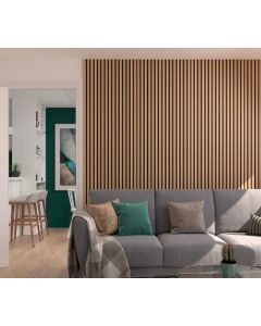 PREMIUM QUALITY ACOUSTIC OAK SLATTED WALL PANELLING 2400 X 608 x 21MM