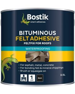 BOSTIK FELTFIX BITUMINOUS FELT ADHESIVE FOR ROOFS BLACK 2.5LTR