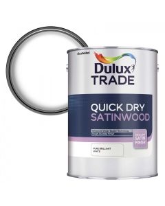 5220149 DULUX TRADE QUICK DRY SATINWOOD BRILLIANT WHITE 5LTR