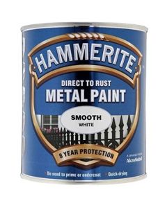 5084857 HAMMERITE SMOOTH METAL PAINT WHITE 250ML