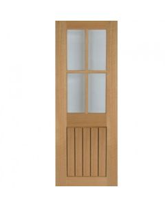 OAK MEXICANO 4 LIGHT UN-FINISHED BEVELLED CLEAR GLASS DOOR 762MM X 1981MM X 35MM