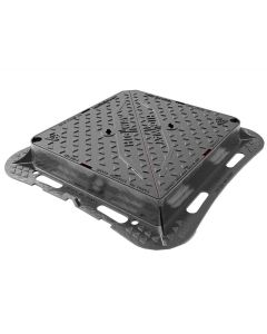 DMT0D4/6060/KT CAST IRON D400 MANHOLE C&F 600 X 600 X 100 DOUBLE TRIANGULAR TRISTAR