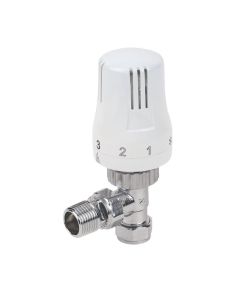 (C) RV12 WHITE/CHROME RADIATOR VALVE ANGLED 15MM