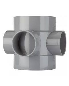 POLYPIPE SWE60SG 110MM(4") DOUBLE SOCKET 3 WAY SHORT BOSS PIPE SOLVENT GREY