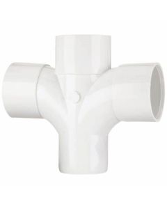 POLYPIPE WS50W SOLVENT WELD CROSS TEE 50MM X 92.1/2 DEG WHITE