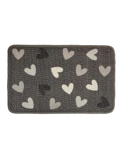SUPERSOFT WASHABLE MAT - GREY HEARTS - 50CM X 75CM