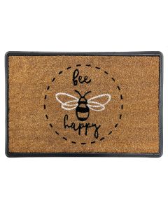 RUBBER & COIR TRAY MAT - BEE HAPPY - 40CM X 60CM
