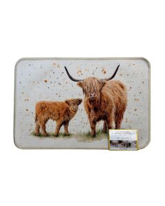 PROMO WASHABLE MAT - HAPPY HIGHLANDS (HIGHLAND COWS) - 40CM X 60CM