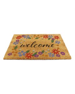 SPRING LATEX BACKED COIR MAT - FLORAL BORDER - 45CM X 75CM