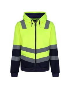 TRF625-207 REGATTA HI-VIS PRO FULL ZIP HOODIE YELLOW & NAVY XXL