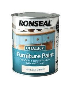 37482 RONSEAL CHALKY FURNITURE PAINT VINTAGE WHITE 750ML