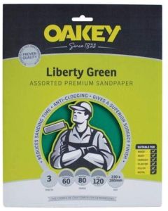 (C) 66261116761 OAKEY LIBERTY GREEN ASSORTED SHEETS (PK OF 3 SHEETS)