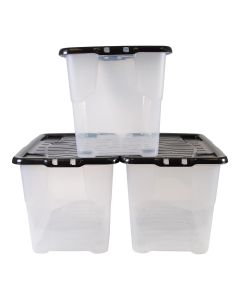 65L CURVE BOX WITH LID - PROMO SET 3 XW2033-CLR/BLK-ST