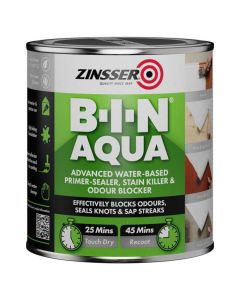 ZINSSER B.I.N. AQUA WATER-BASED WHITE PRIMER-SEALER, STAIN KILLER & ODOUR BLOCKER 2.5L