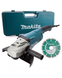 MAKITA GA9020KD 9" ANGLE GRINDER 240V + CASE + DIAMOND BLADE