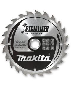 B-32904 MAKITA CIRCULAR SAW BLADE SPECIALIZED TCT 165MM DIA X 20MM BORE X 24T WOOD