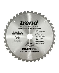 (C) CSB/CC26040 TREND WOOD MITRE SAW BLADE 260MM DIA X 30MM BORE X 40T