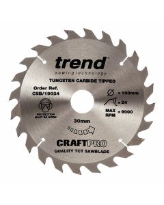 (C) CSB/19024 TREND WOOD CIRCULAR SAW BLADE 190MM DIA X 30MM BORE X 24T