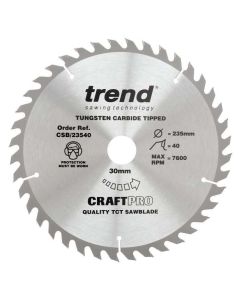 CSB/23540 TREND WOOD CIRCULAR SAW BLADE 235MM DIA X 30MM BORE X 40T