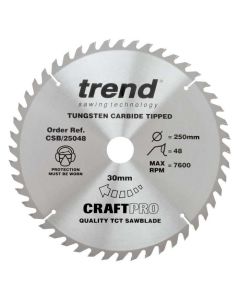 (C) CSB/25048 TREND WOOD CIRCULAR SAW BLADE 250MM DIA X 30MM BORE X 48T