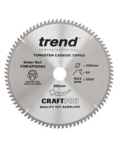 CSB/AP25084 TREND ALUMINIUM/PLASTIC CIRCULAR SAW BLADE 250MM DIA X 30MM BORE X 84T