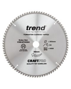 (C) CSB/AP30584 TREND ALUMINIUM/PLASTIC CIRCULAR SAW BLADE 305MM X 30MM BORE X 84T