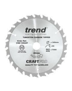 (C) CSB16524T TREND WOOD CORDLESS CIRCULAR SAW BLADE 165MM DIA X 20MM BORE X 24T