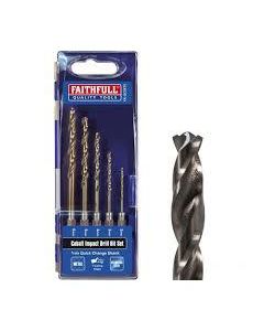 FAITHFULL 5PC QUICK CHANGE HSS COLBALT IMPACT DRILL SET