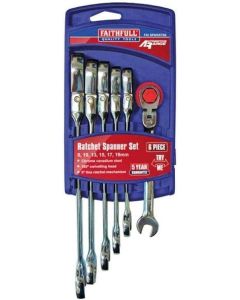 FAITHFULL 6  PC RACHET COMBINATION SPANNER SET